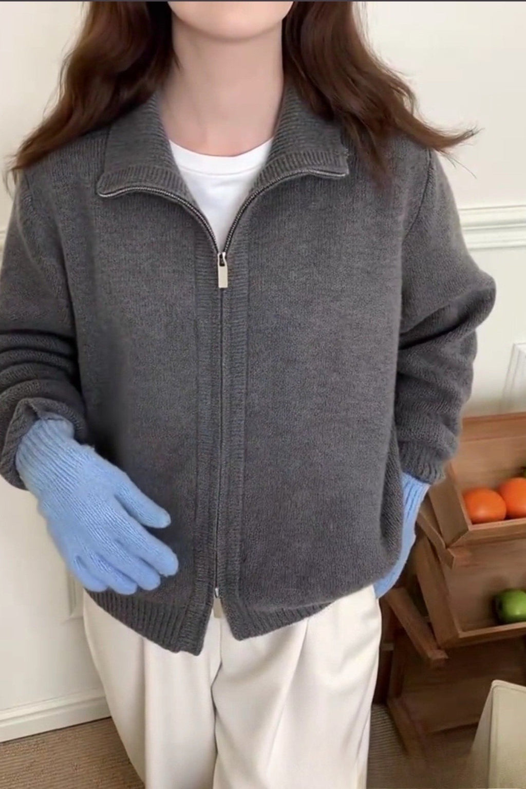 High Neck Zip Detail Sweater