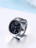 Black Dial Stainless Steel Watch Ring