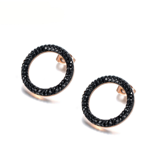 Black Circle Pendant Earring