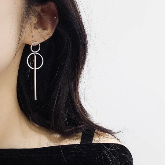 Circle Bar Geometric Dangle Earring
