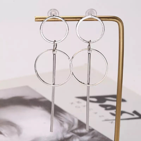 Circle Bar Geometric Dangle Earring