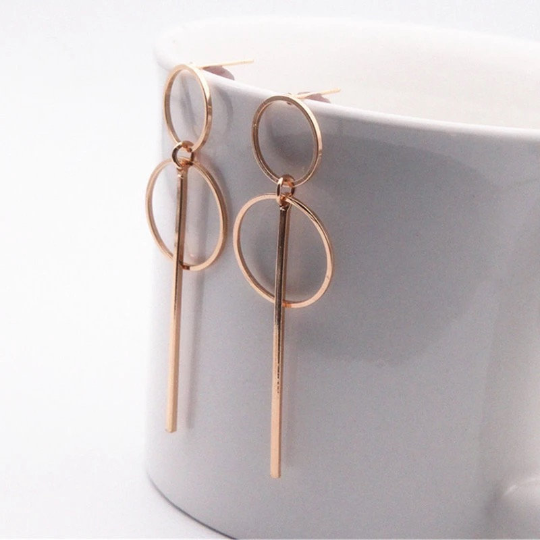 Circle Bar Geometric Dangle Earring
