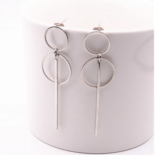 Circle Bar Geometric Dangle Earring