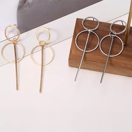 Circle Bar Geometric Dangle Earring