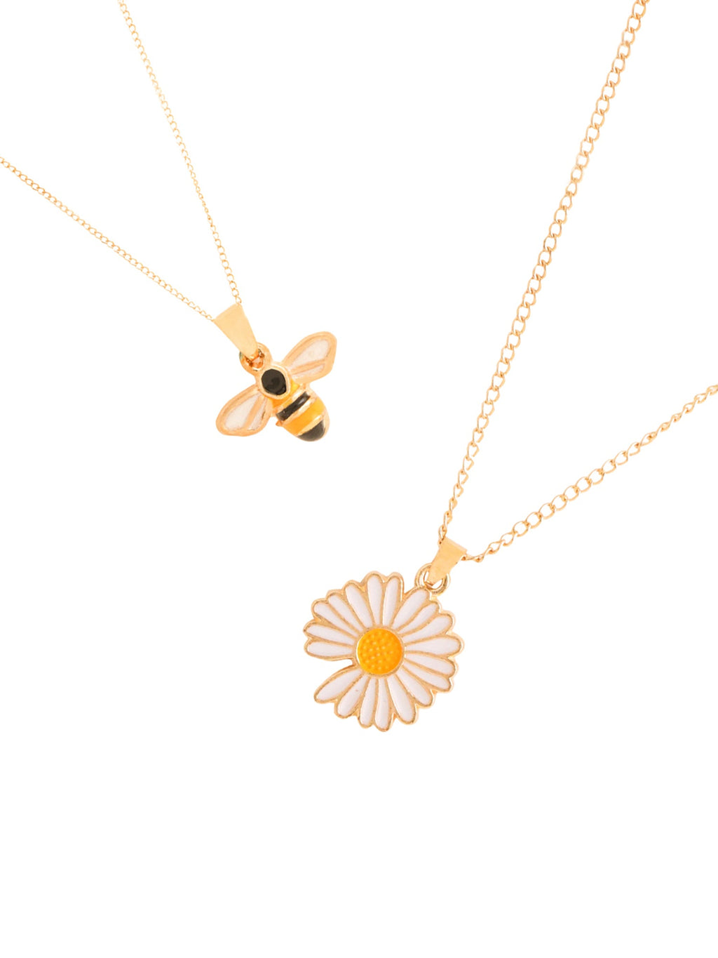 Flower Bee Gold Pendant Necklace