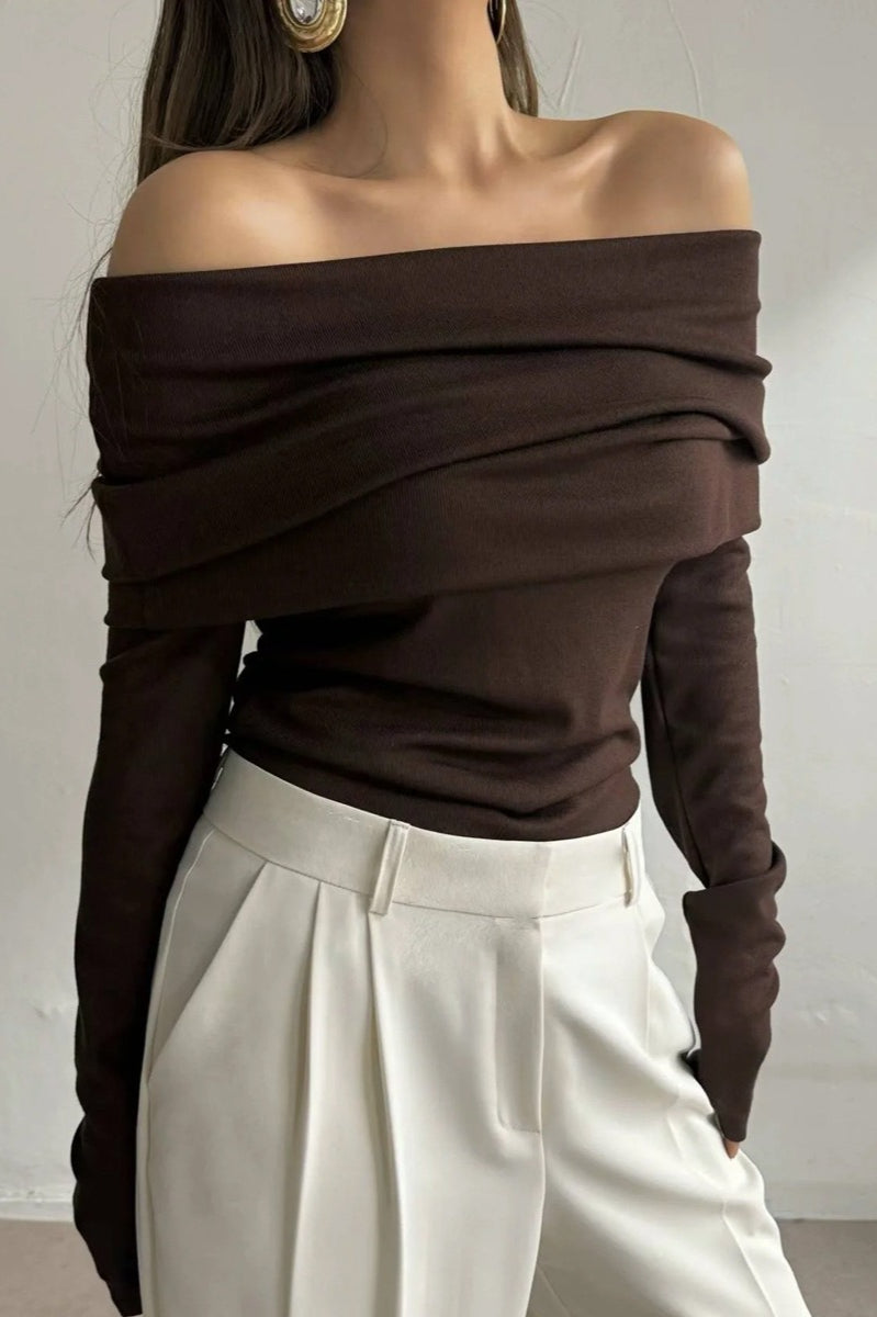 Off Shoulder Slim Fit Sweater
