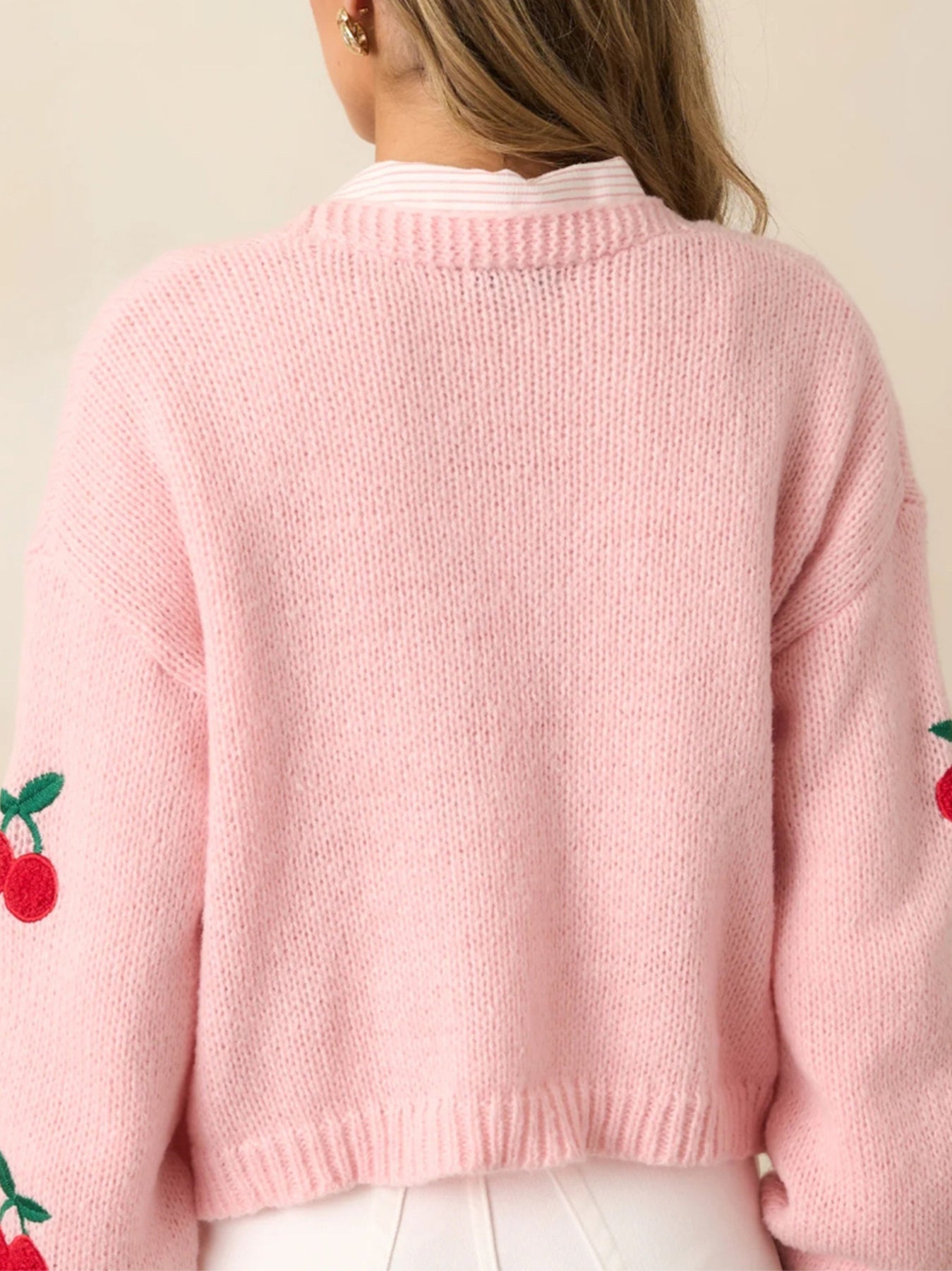 Embroidered Long-Sleeve Knit Cardigan