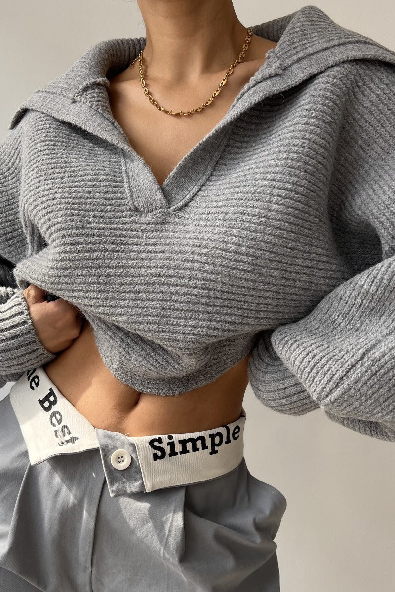 Long Sleeve Collared Knit Sweater