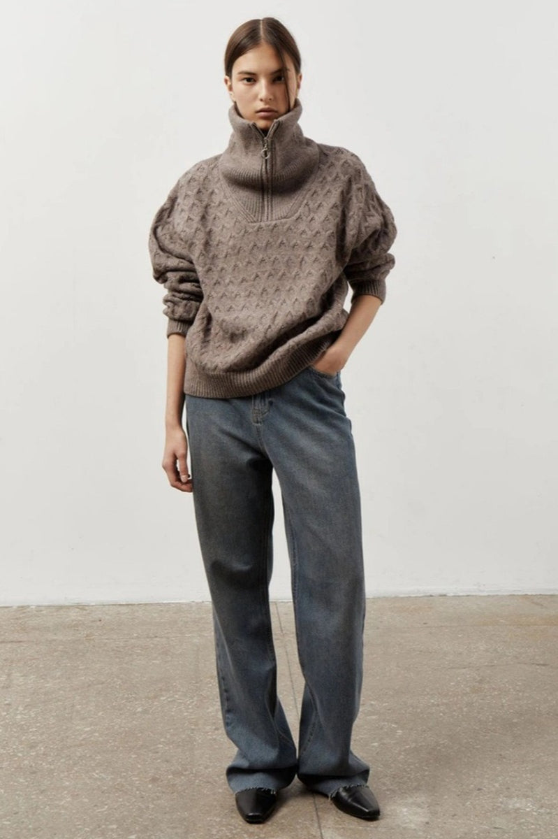 Thick Knit Half Zip Sweater