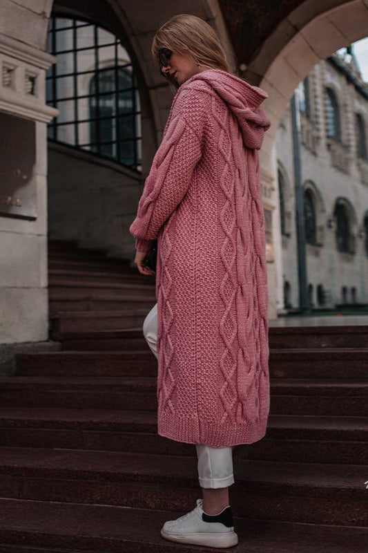 Solid Hooded Knit Sweater