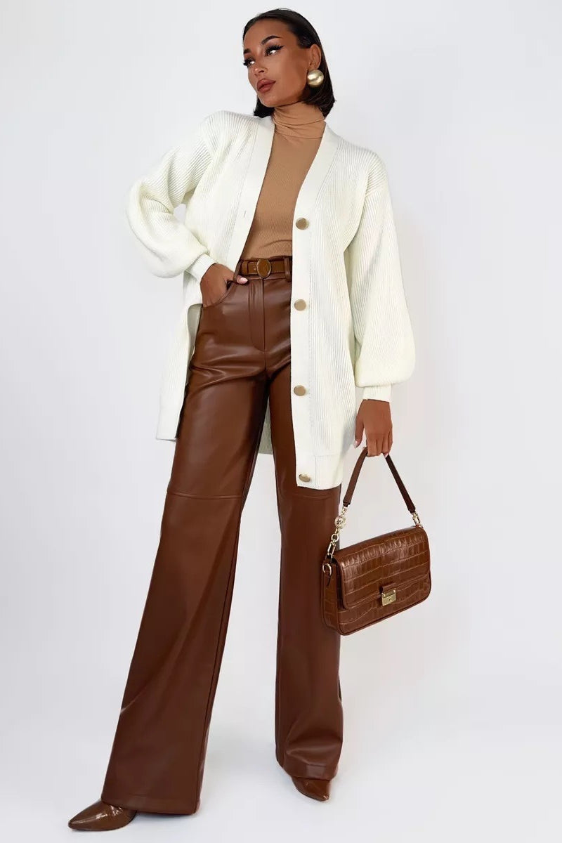 V-Neck Loose Long Knit Cardigan