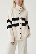 Colorblock Stripe Turtleneck Plus Knit Cardigan