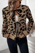 Knitted Leopard Ribbon Cardigan