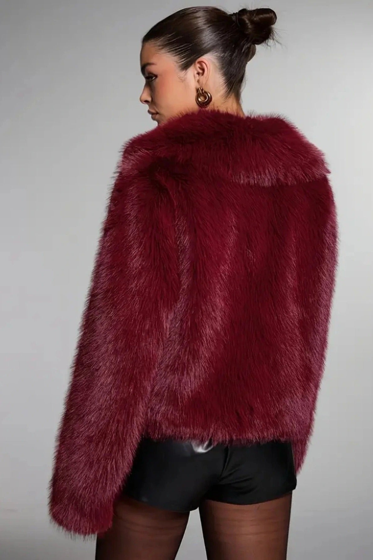 Retro Chic Faux Fur Buttoned Long Sleeve Coat