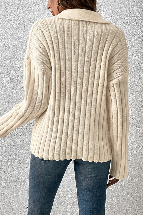 Lapel Collar Knit Sweater