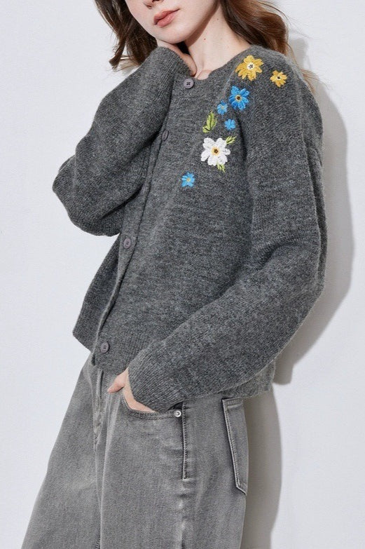 Floral Embroidery Knit Sweater