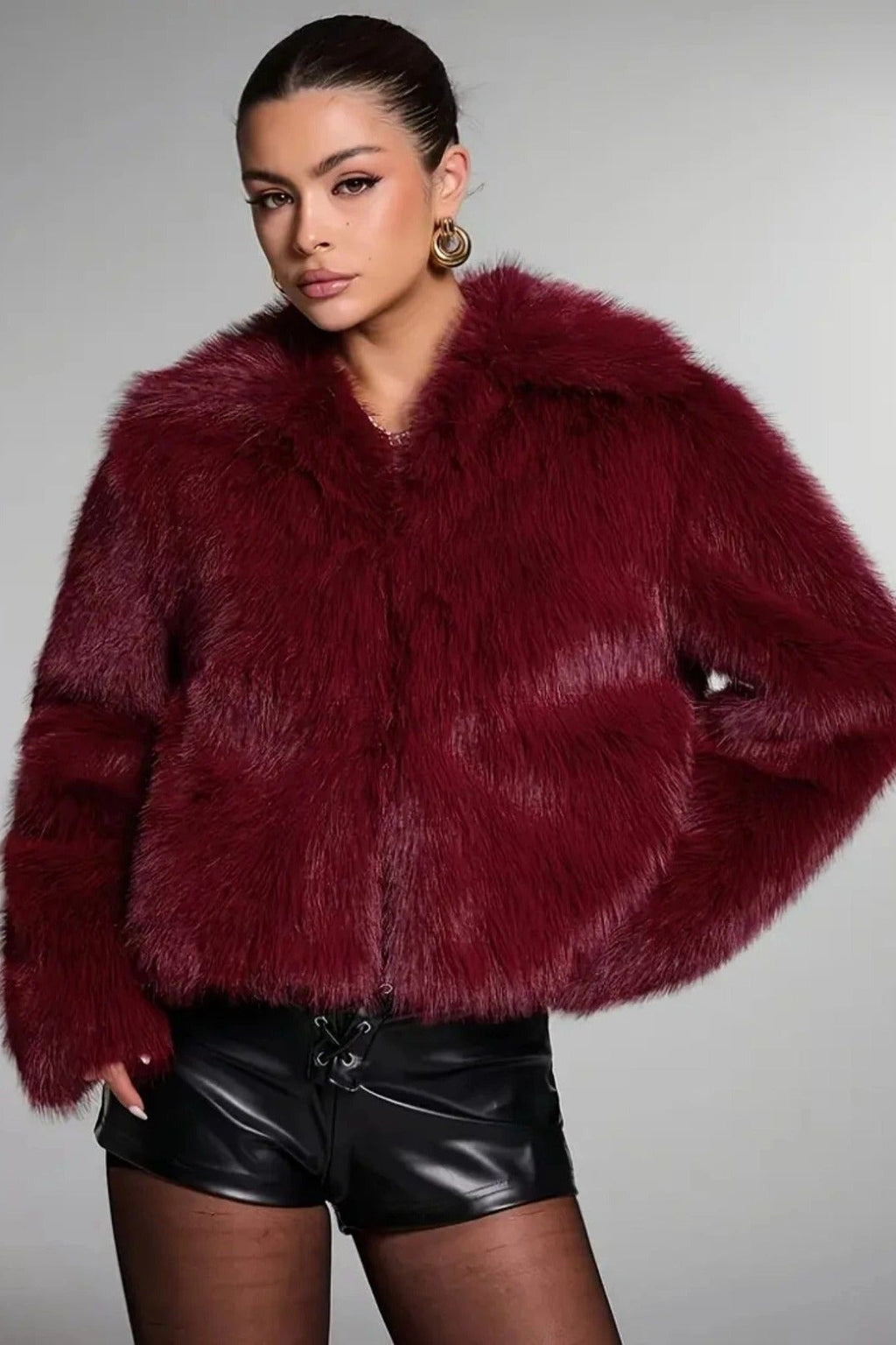 Retro Chic Faux Fur Buttoned Long Sleeve Coat
