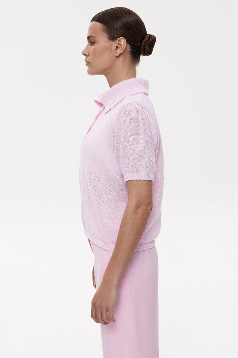 Hollow Polo Neck Knit Sweater