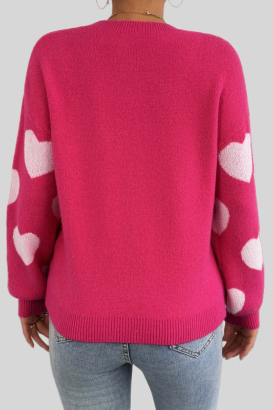 Heart Pattern Crewneck Sweater