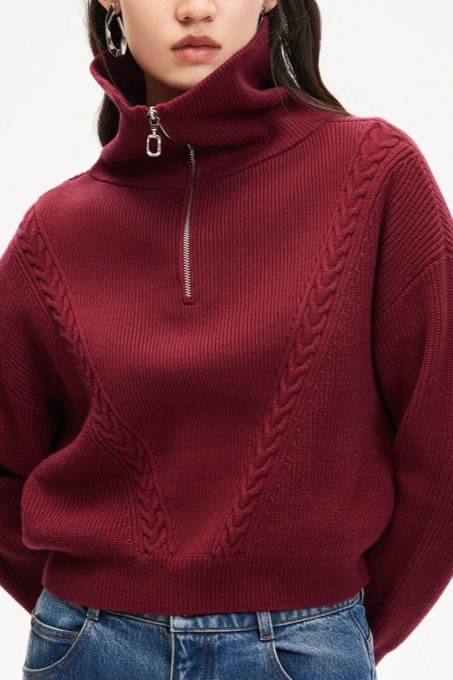 Short Cable Pullover Sweater