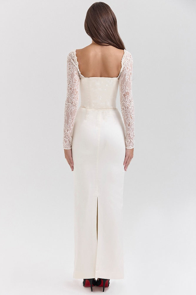 Ribbed Strapless Twist Front Maxi Dress