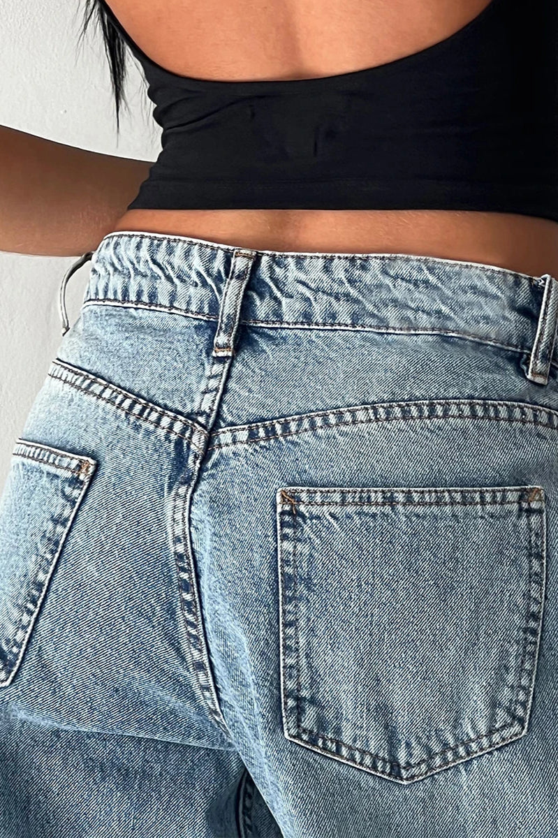 Solid Color Wide Leg Denim Jean