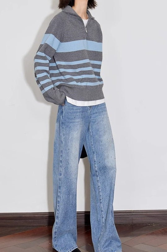 Colorblock Striped Knit Sweater