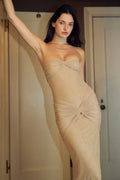 Strapless Open Back Mermaid Maxi Dress