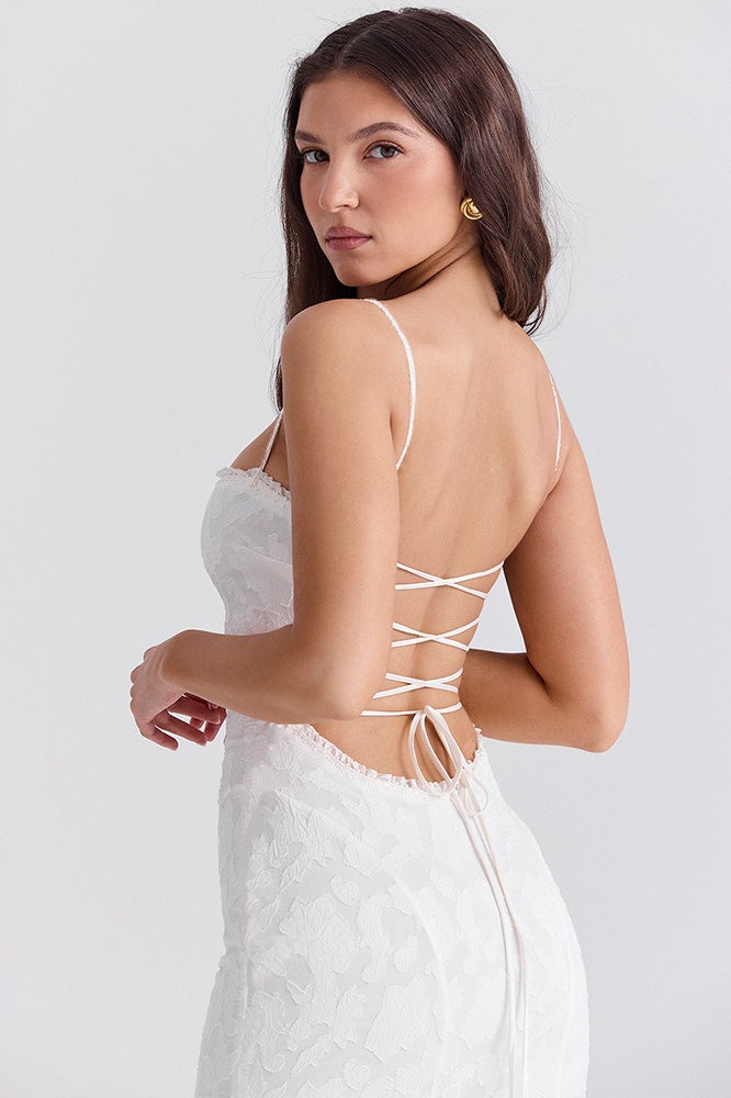 Strappy Open Back Fitted Maxi Dress