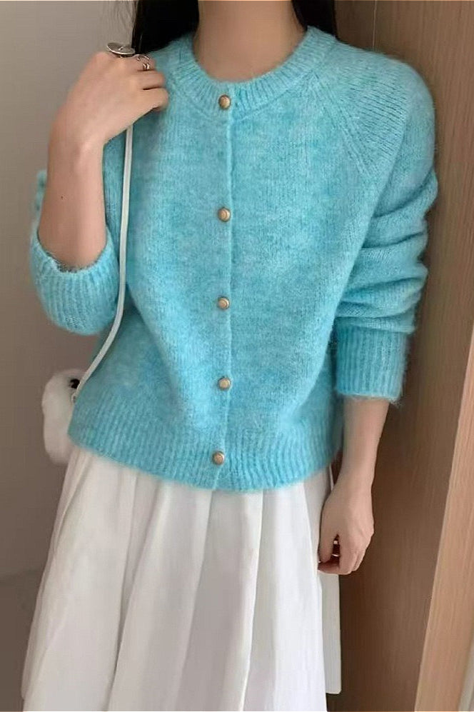 Loose Gentle Plain Knit Cardigan