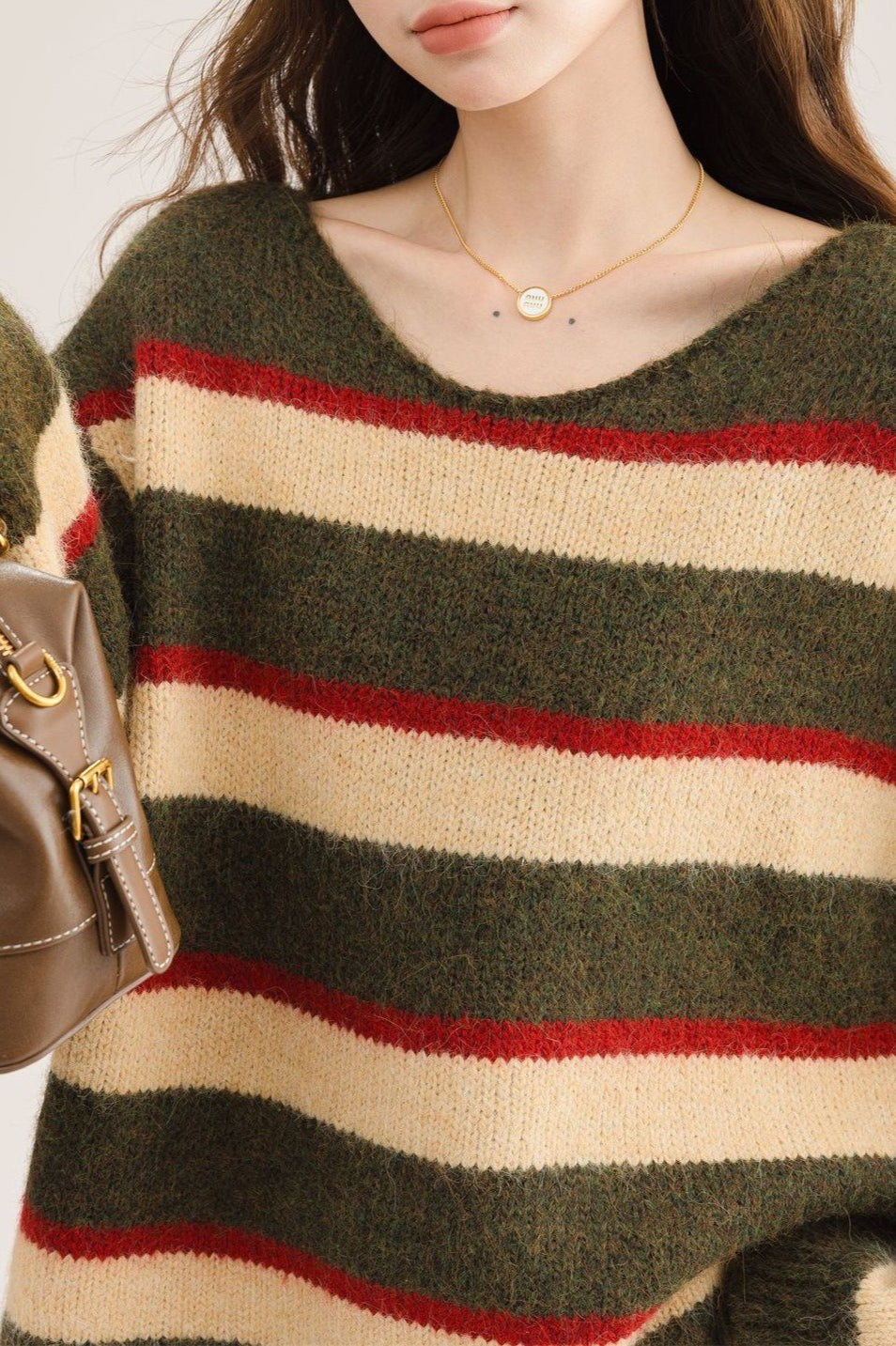 Crew Neck Patchwork Sweater