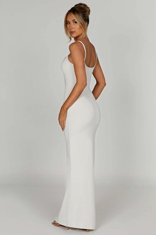 Open Back Thin Strap Fitted Maxi Dress