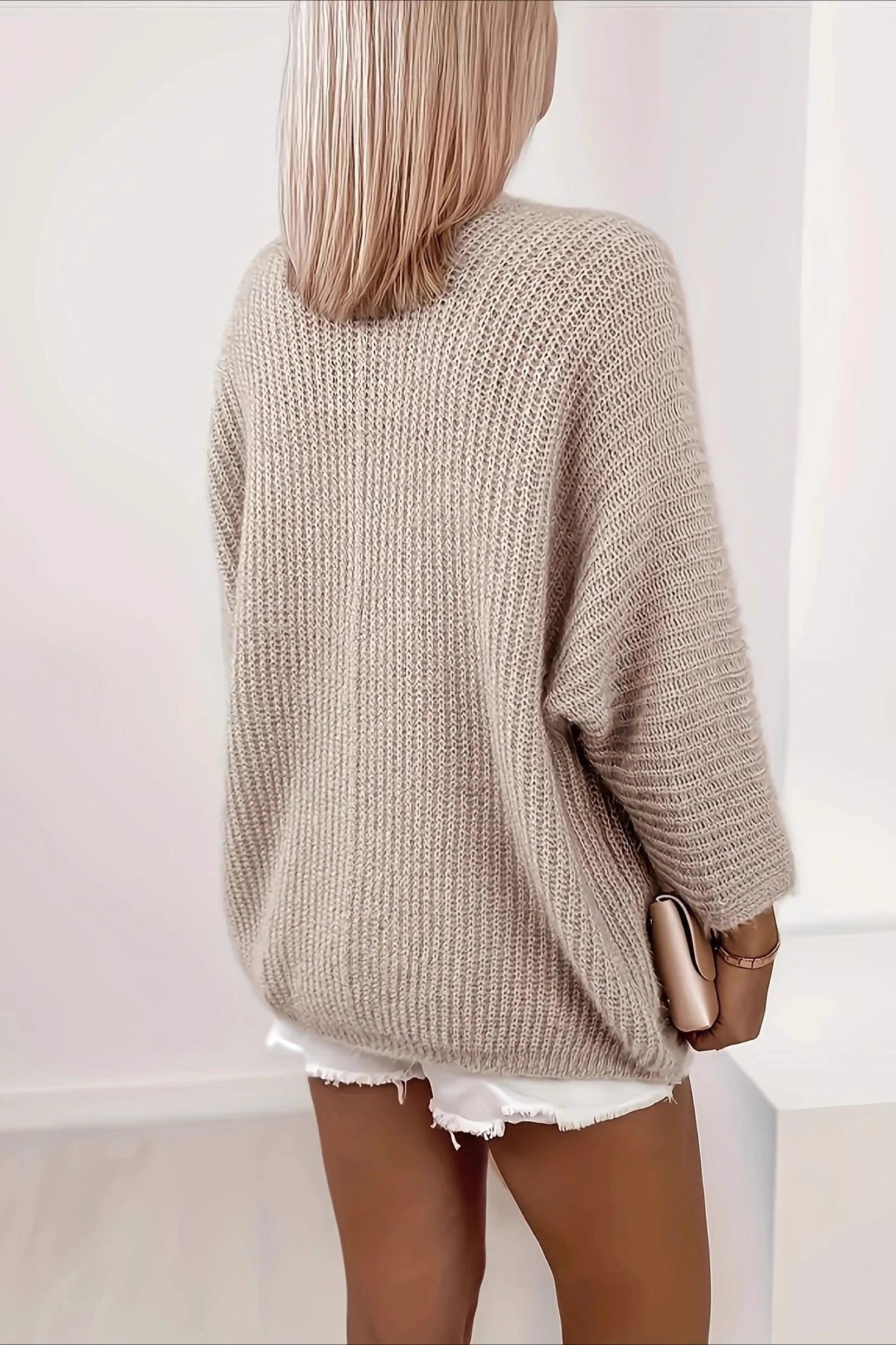 Trendy Puff-Sleeve Knit Cardigan