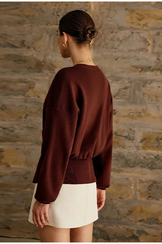 V-Neck Button Knit Cardigan
