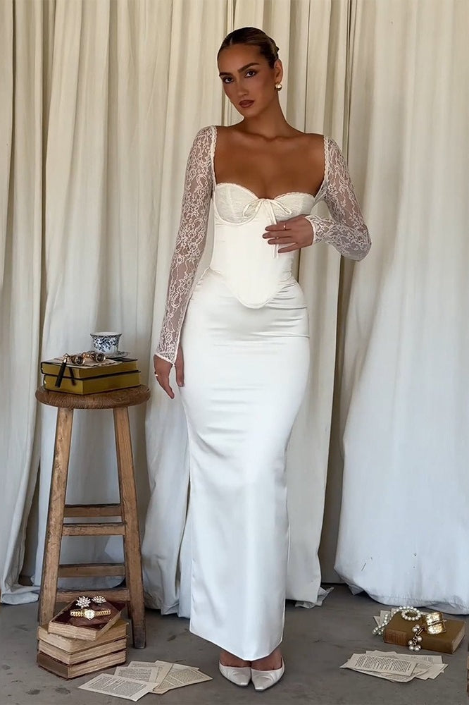Ribbed Strapless Twist Front Maxi Dress