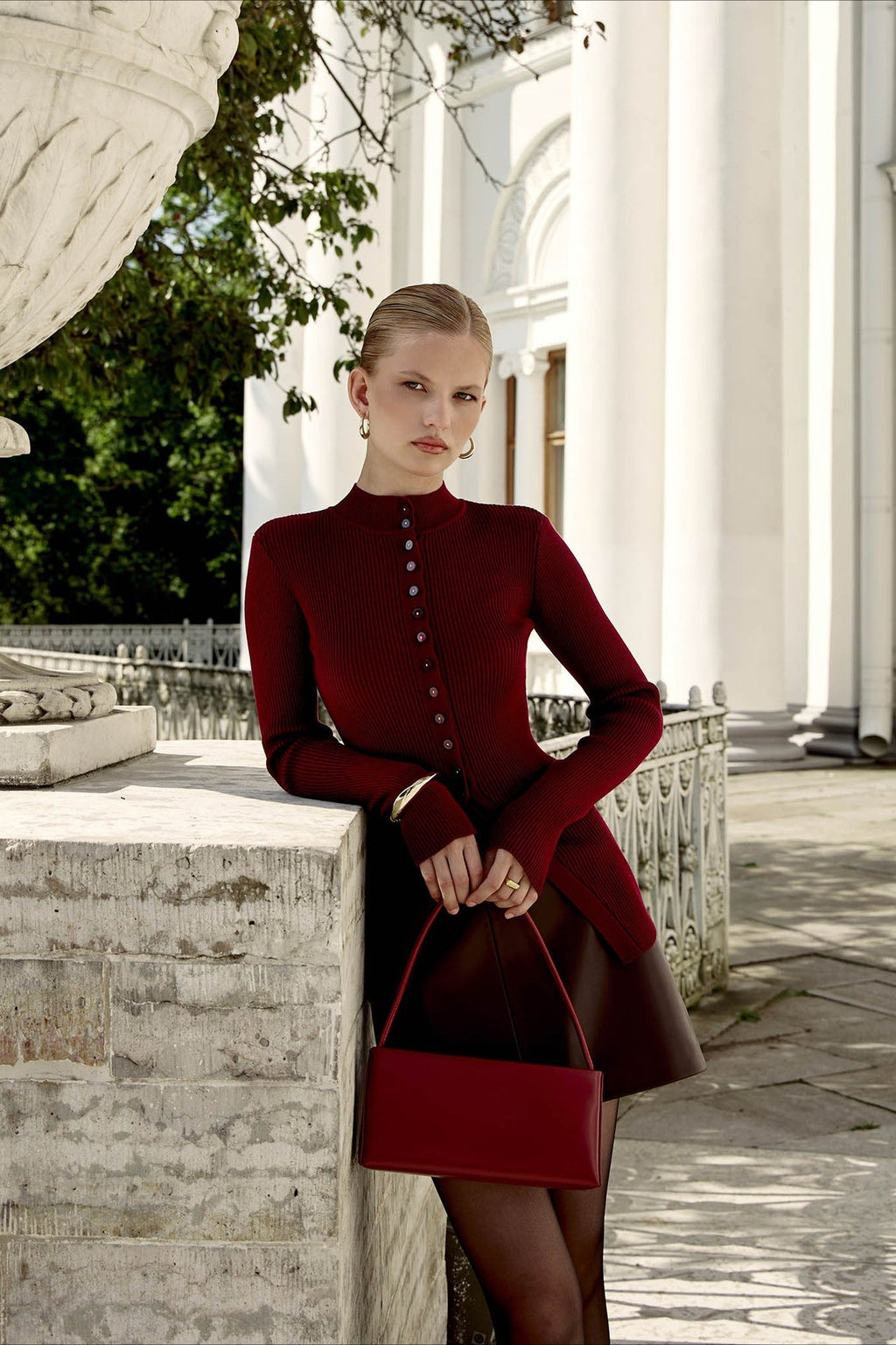 Fitted Button Up Knit Sweater