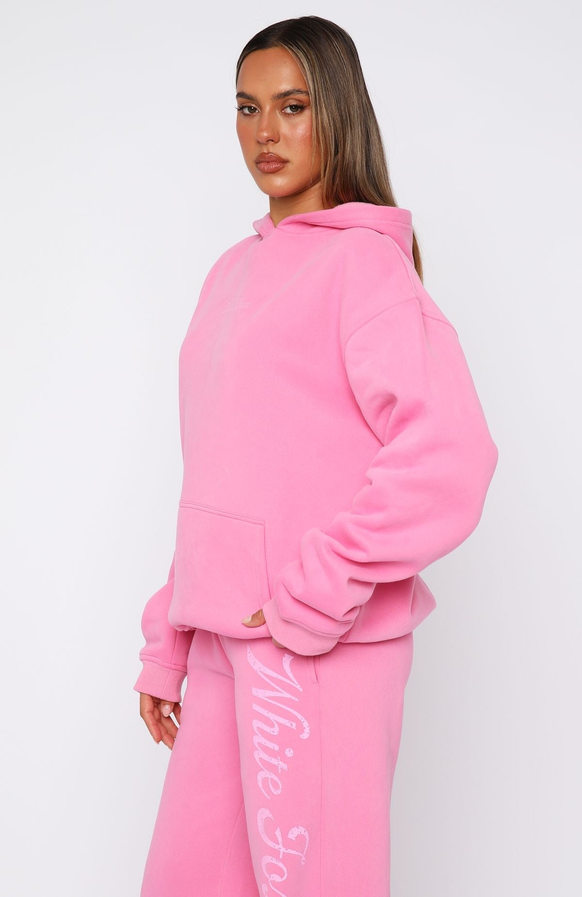 Good Life Back Graphic Oversized Pink Hoodie