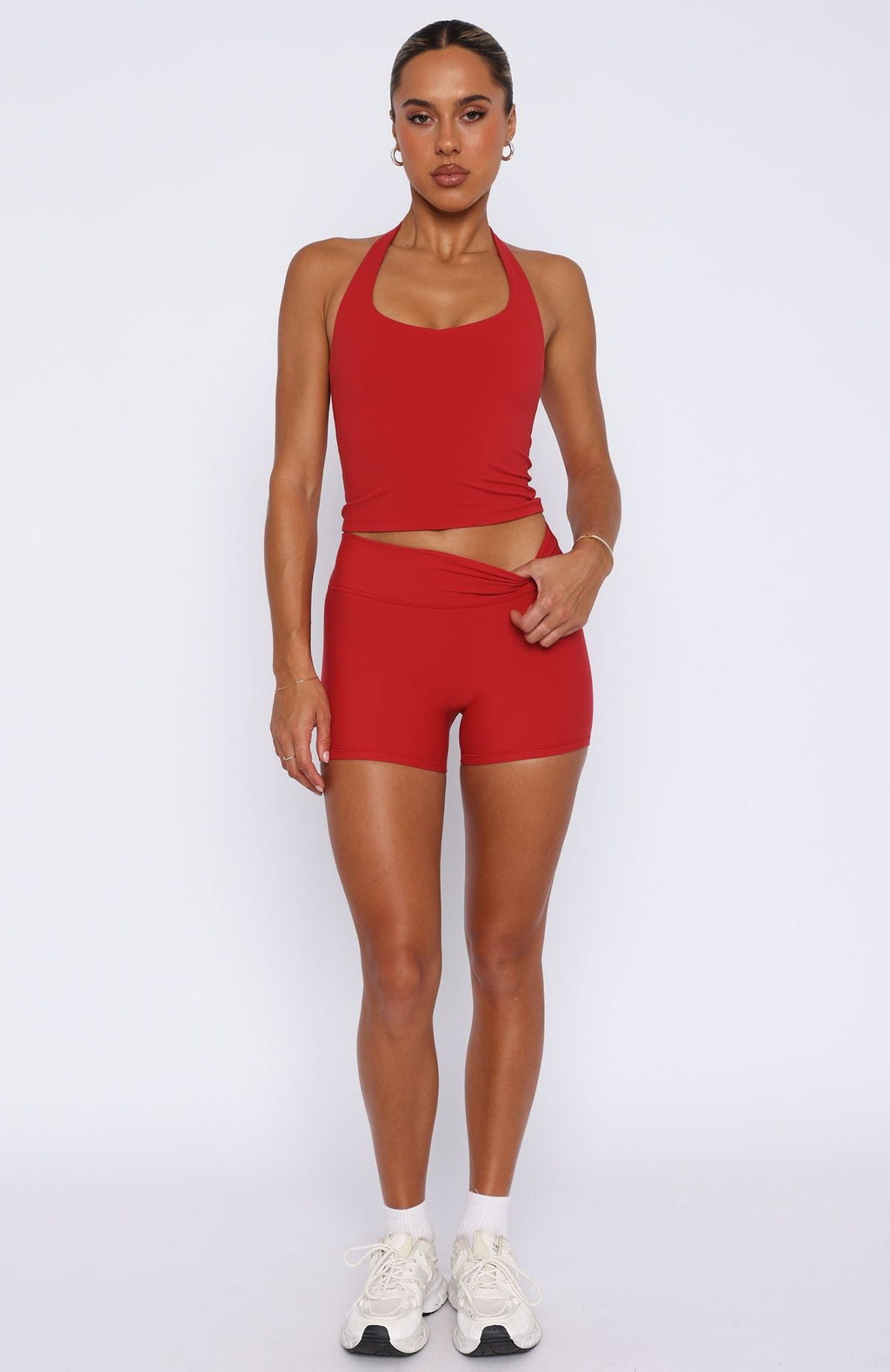 Cherry Red Shift Mid Rise Short