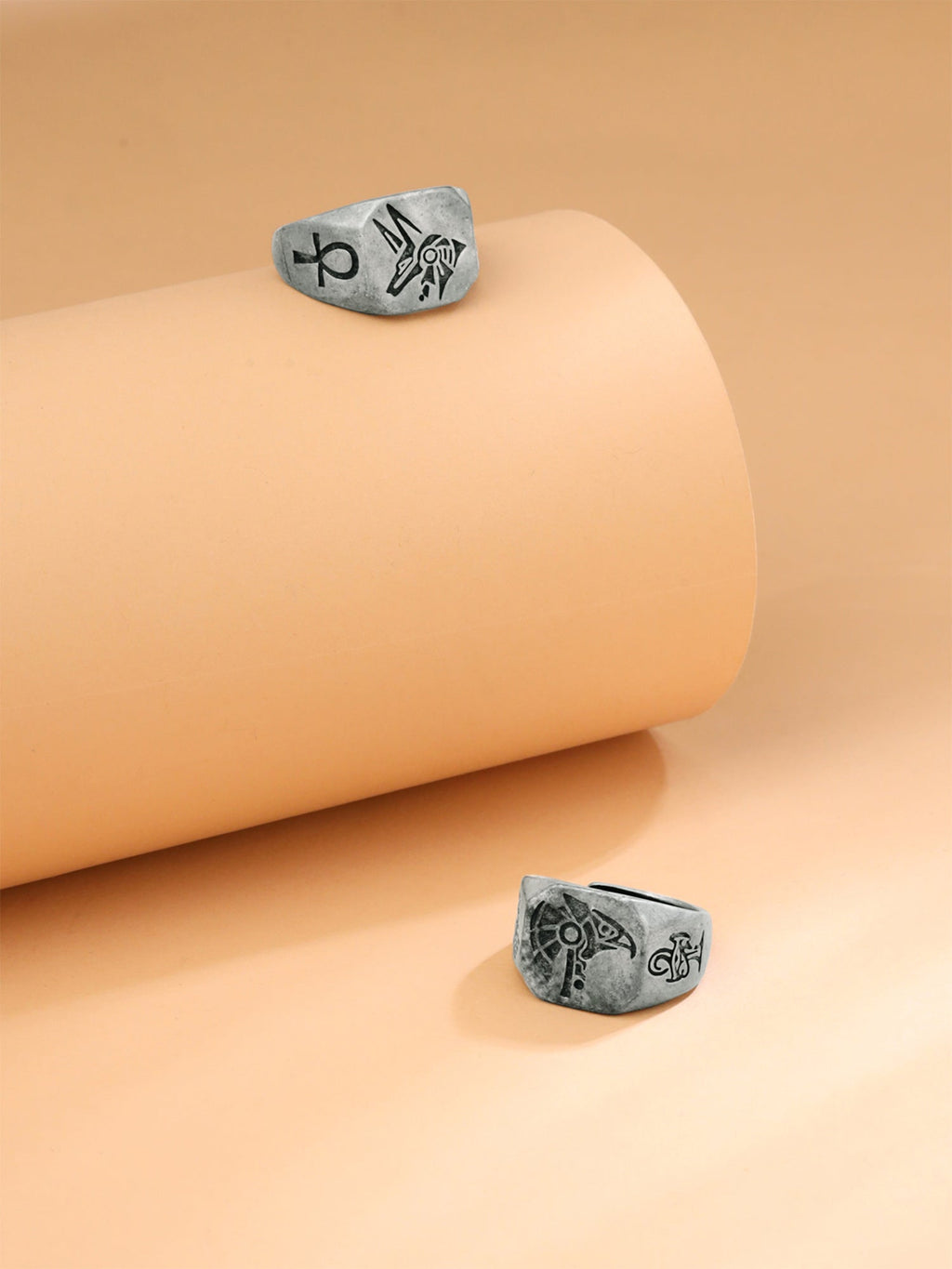 Grey Resizable Men Black Silver Ring