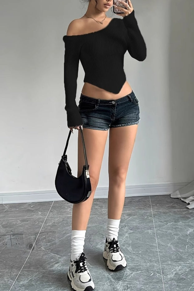 Irregular Neck Slim Fit Sweater