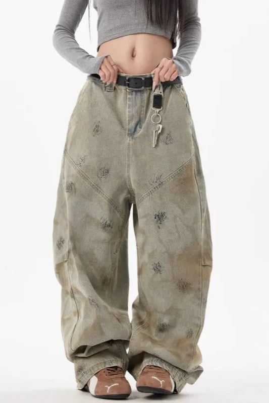 Distressed Wide Leg Loose Jean