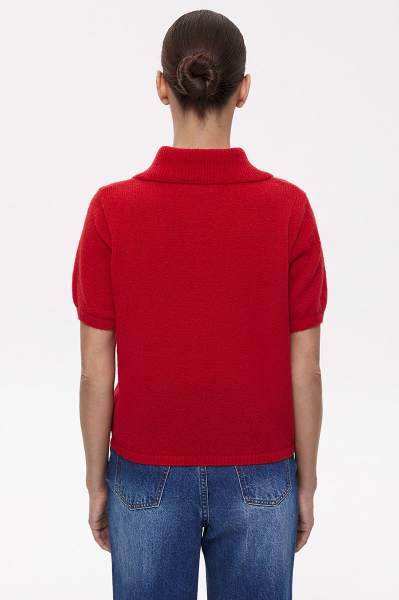 Hollow Polo Neck Knit Sweater