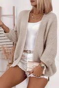 Trendy Puff-Sleeve Knit Cardigan