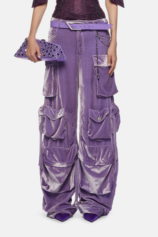High-Rise Velvet Straight Pant