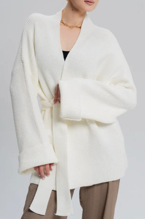 Relaxed Oversized Belted Knit Cardigan