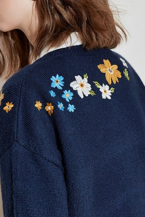 Floral Embroidery Knit Sweater