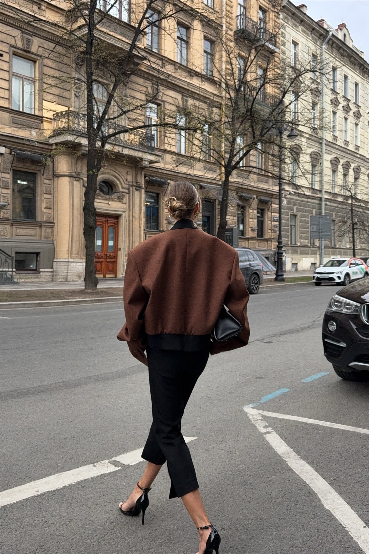 Padded Shoulder Plain Coat