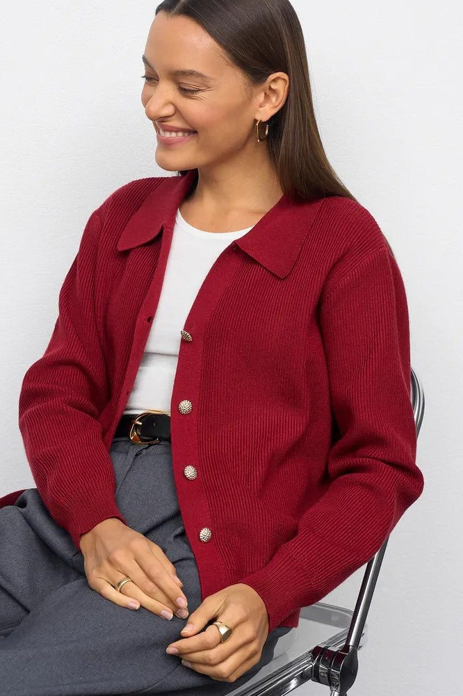 Single Button V-Neck Sweater