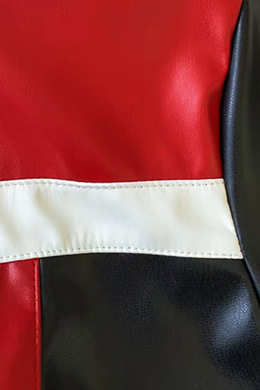 Colorblock Biker Cropped Coat