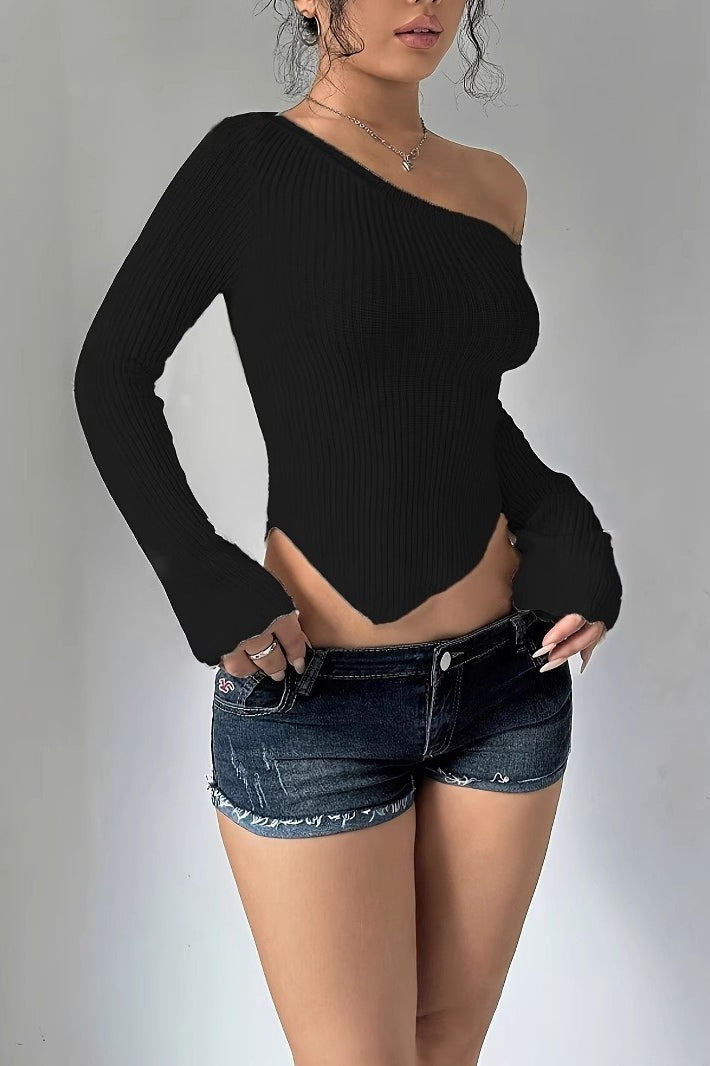 Irregular Neck Slim Fit Sweater